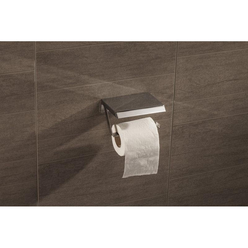 PORTE-papier avec tablette-noir (Marina), Chrome