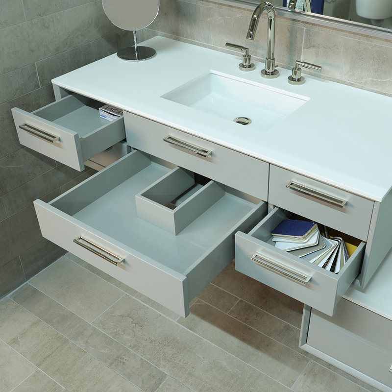 Gemelli 48'' W Single Bathroom Vanity Base, Gloss Ardesia