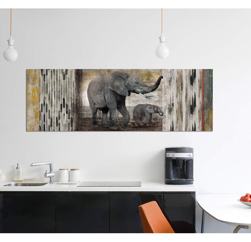 Tribal Elephants par Edward Selkirk - Estampe numérique sur toile tendue avec châssis, H 20 po x l 60 po x P 1,5 po