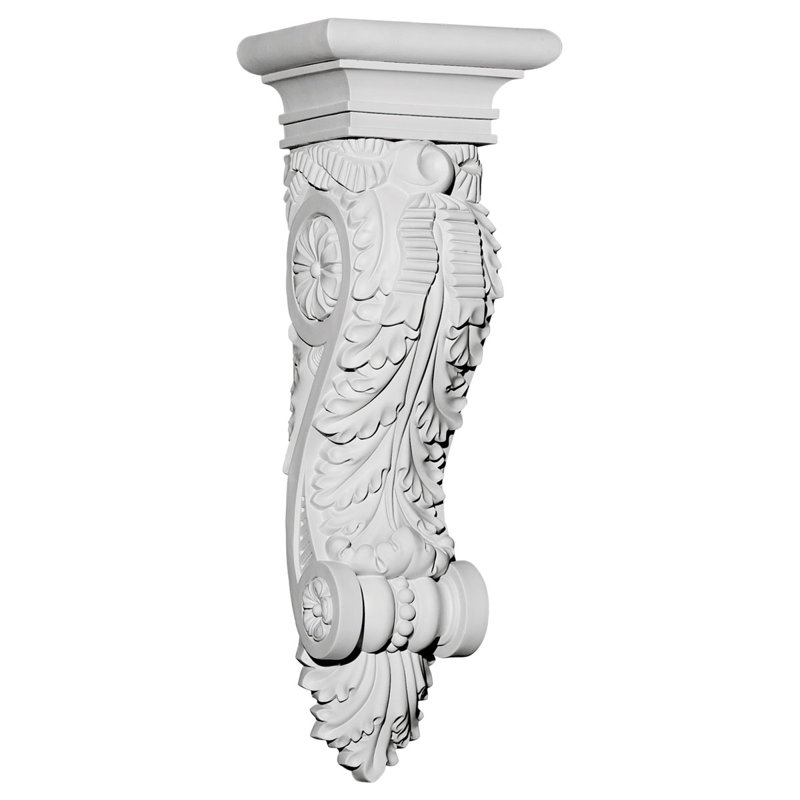 Endurathane Acanthus Ribbon Corbel, 8"W x 6"D x 22 7/8"H, Factory Primed (2-Pack)