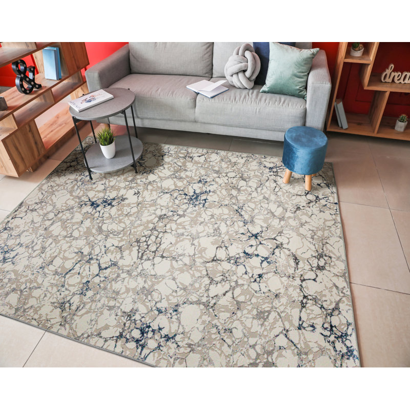 Tapis bleu abstrait Fynton 1240, Rectangle 3 pi 3 po x 4 pi 11 po