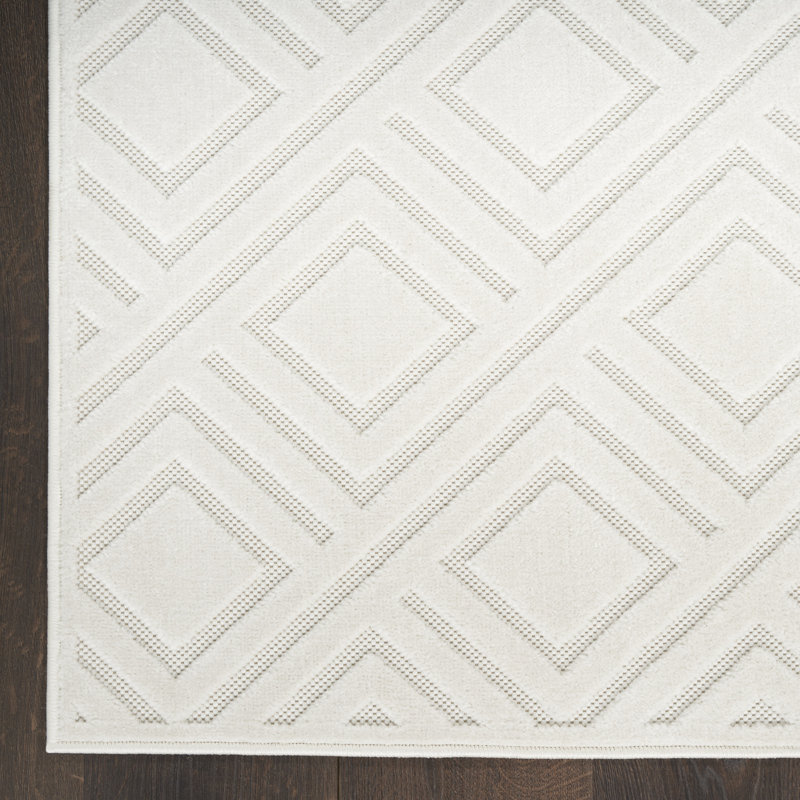 Tapis d'intérieur moderne ivoire Ebern Designs Garp, Rectangle 7 pi 10 po x 9 pi 10 po
