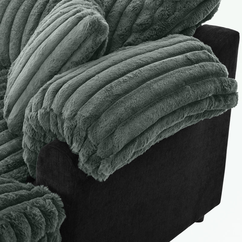 Chaise longue avec deux coussins décoratifs, Vert sauge