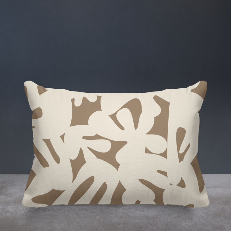 Coussin décoratif intérieur / extérieur en polyester filé Sheri, H 14 po x l 20 po, Beige
