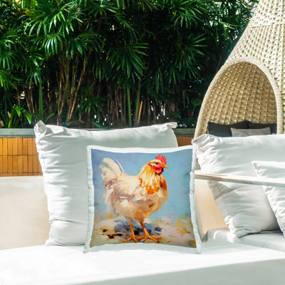 Coussin d'extérieur Modern Farmhouse Rooster
