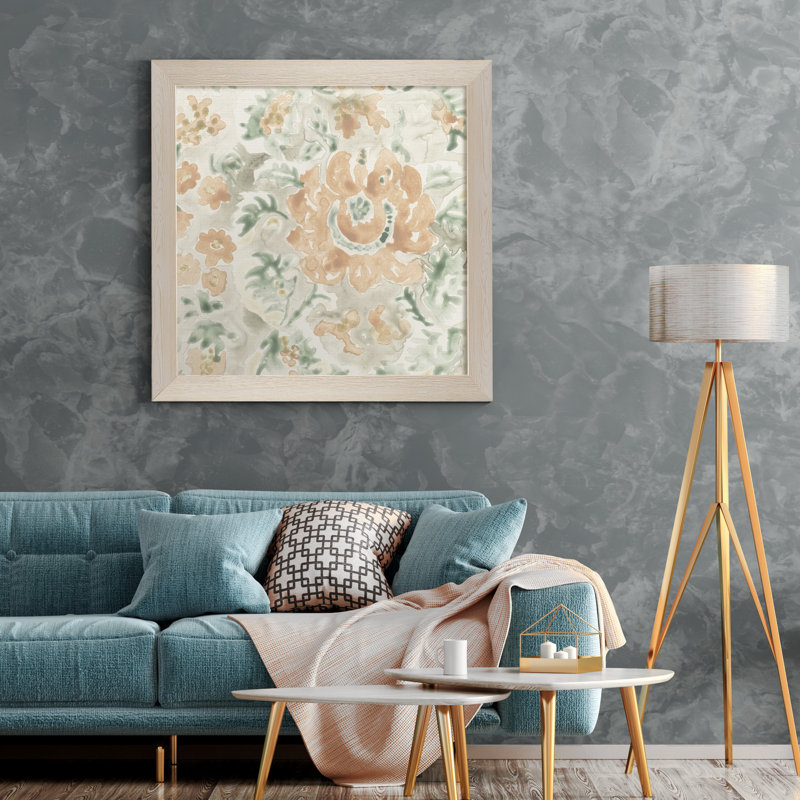 Tuile de jardin terre cuite, H 17 po x l 17 po x P 1,5 po, Toile blanche encadrée