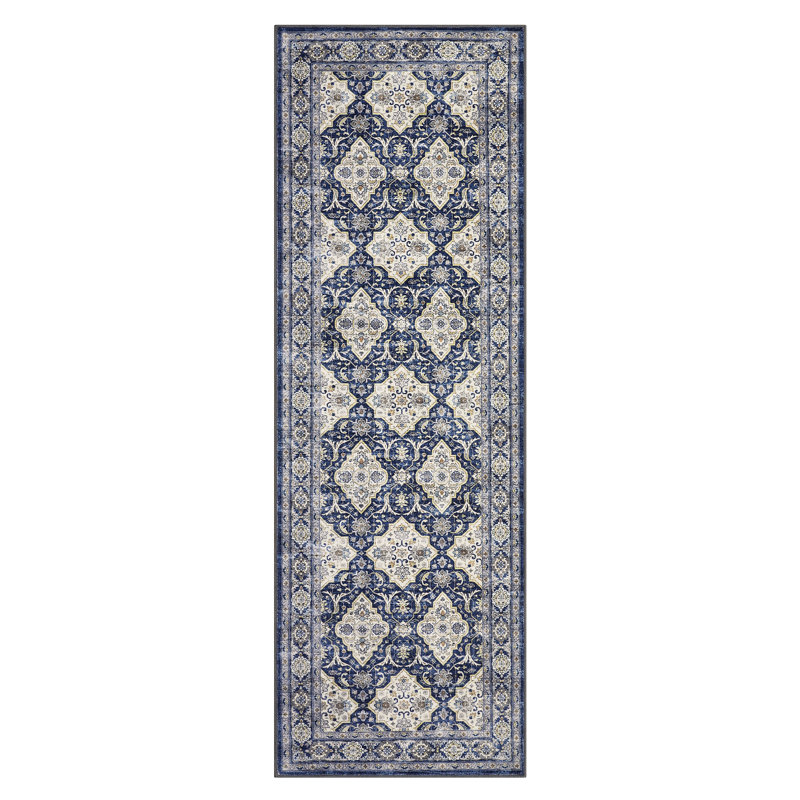 Machine Washable Rug with Rubber Backing for Living Room Oriental Non-Slip Dining Room Rug Easy-Cleaning Floor Carpet for Bedroom Office Playroom