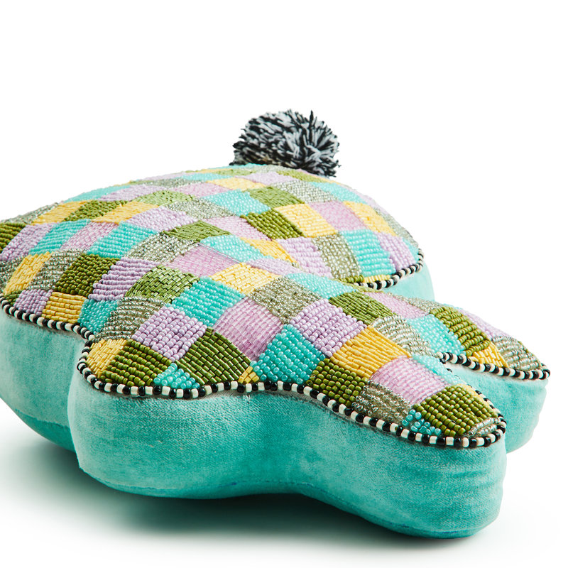 Multi Check Bunny Shaped Throw Pillow