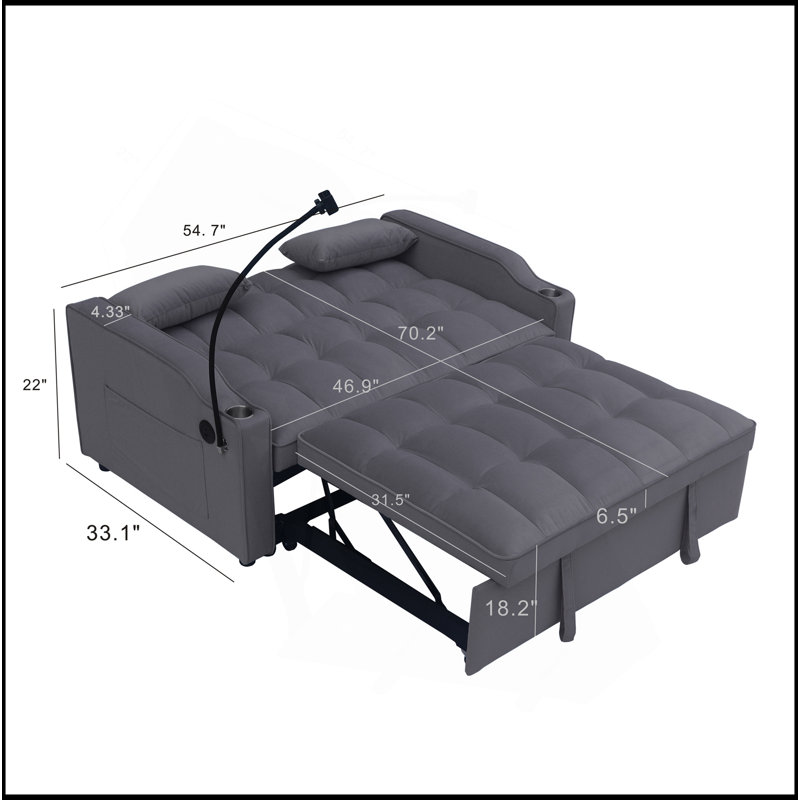 Canapé-lit avec couchette gris anthracite