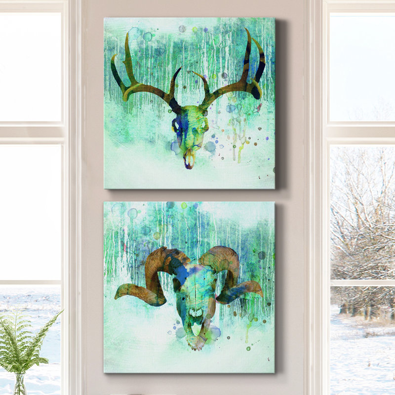 " Beyond The Forest I " 2 - Pieces, 16" H x 16" W x 1" D, Wrapped Canvas