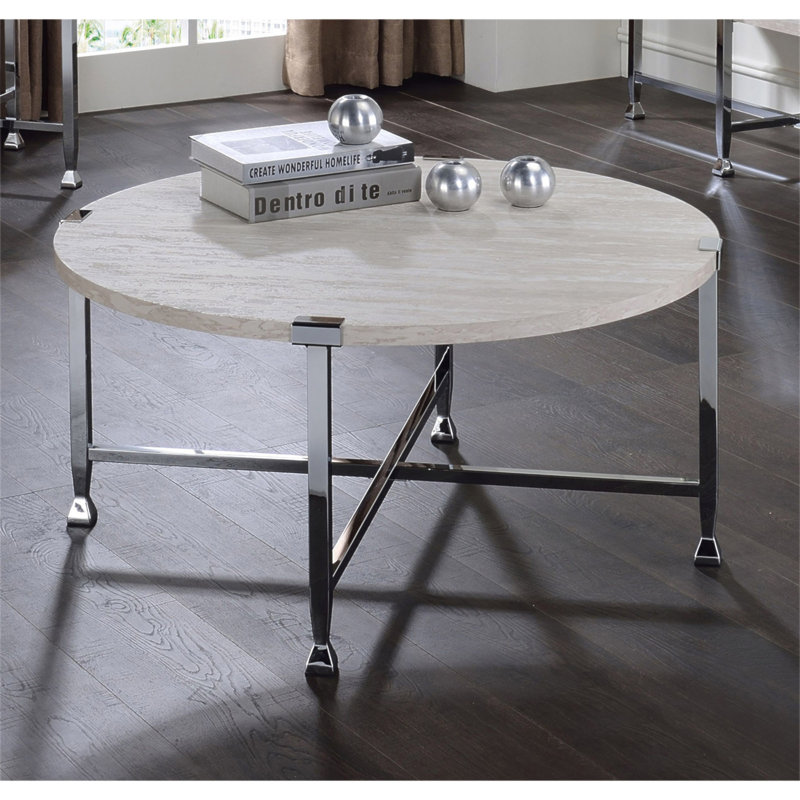 Table basse ronde avec cadre en métal