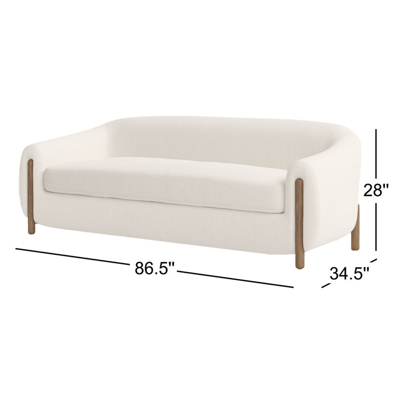 Lyla 86.5'' Sofa, Kerbey Ivory Boucle