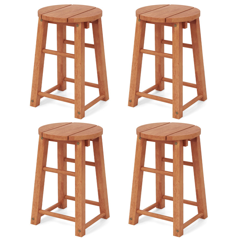 Ensemble de 2 tabourets de bar en bois 24 po avec repose-pieds rond pour jardin 24 po, 2, 24"