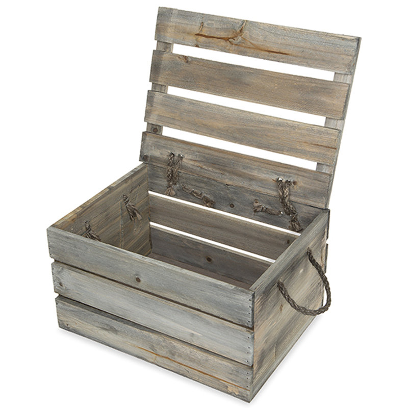 Caisse en bois, H 7 po x l 12 po x P 9 po, Gris délavé