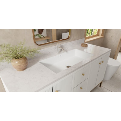 Lavabo de salle de bain encastrable en résine blanc mat Badeloft 31,4 po x 16,7 po UB-05-L-M