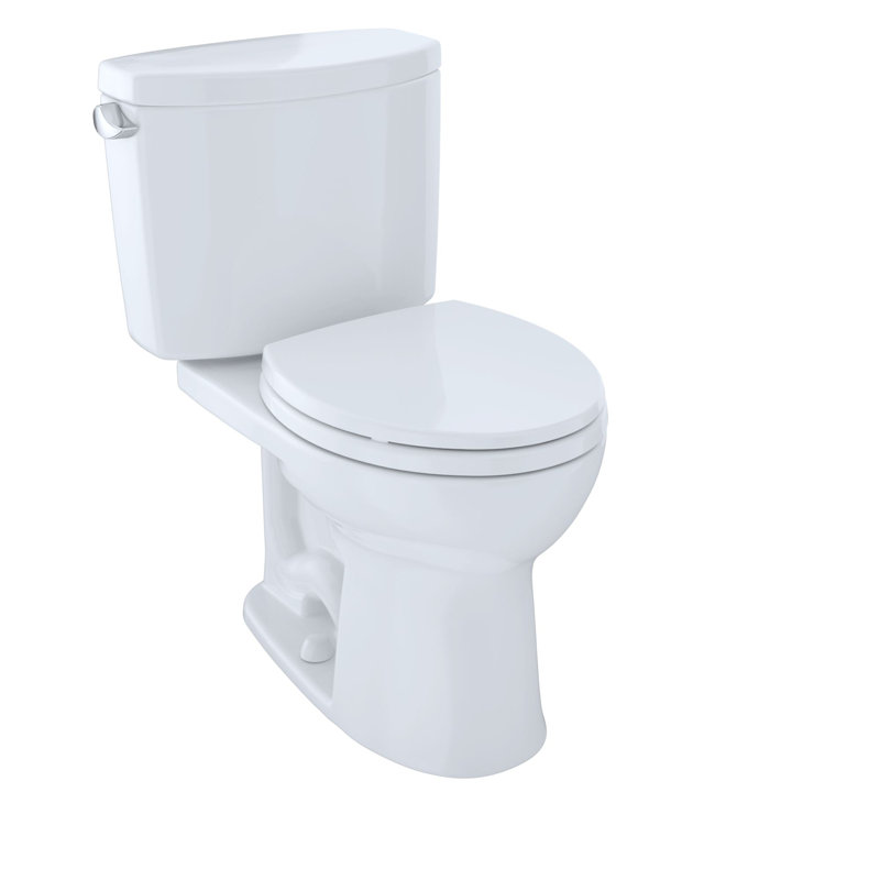 Drake® 1.28 GPF (Water Efficient) Round Two-Piece Toilet (Seat Not Included), Cotton White, Left Hand Lever