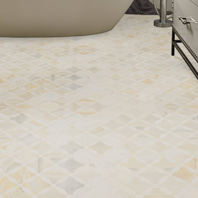 Selene Oro Camira 10 in. x 10 in. Polished Marble Mosaic Floor and Wall Tile