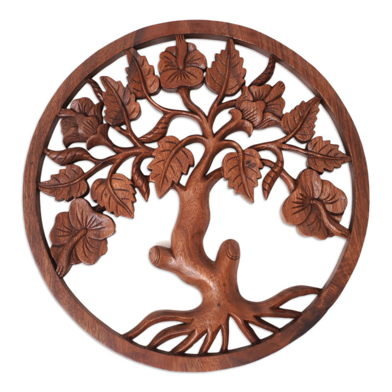 Handmade Hibiscus Charm Wood Relief Panel
