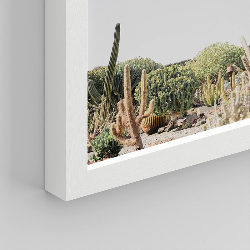 «Tropical Palm Tree Saguaro Cactus», reproduction encadrée de 4 pièces, H 10 po x l 8 po x P 1 po, Cadre blanc