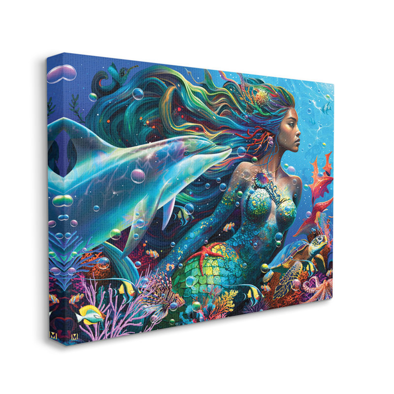 «Mermaid Underwater Sea Life», art giclée par Michael Ward, H 30 po x l 40 po x P 1,5 po