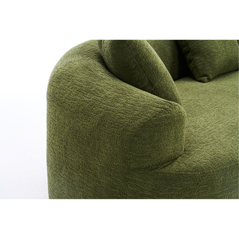 Canapé incurvé sans arête, canapé modulaire à compression de 110 po, vert haute densité, canapé-lit pour salon, salon, chambre à coucher, chenille