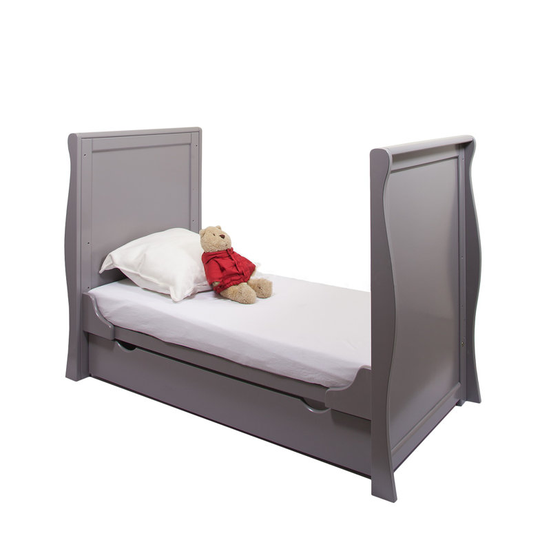 Willow Mini Cot Bed with Mattress 120x60x10cm, Grey