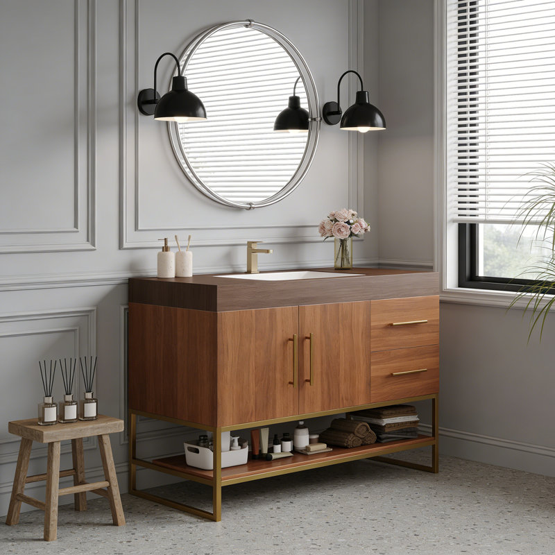 Meuble-lavabo moderne 36 po, Noyer, Noyer