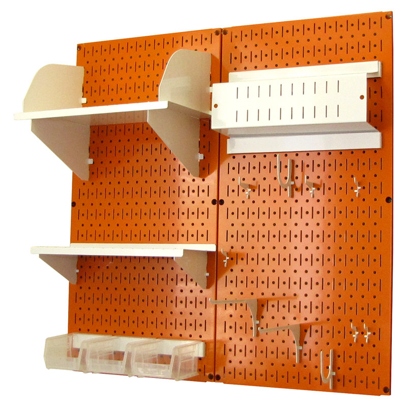 Hobby Craft Pegboard Organizer Storage Kit, Orange and White