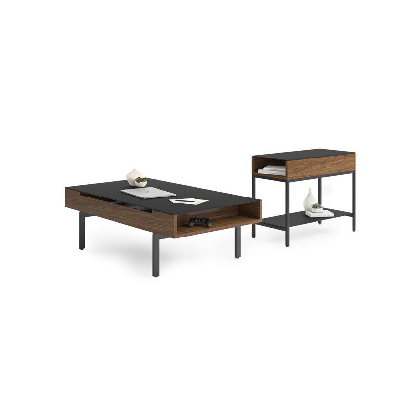 Reveal Glass Coffee Table, Natural Walnut
