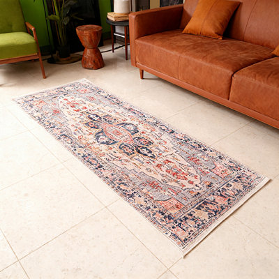 Tapis de couloir bohémien chic réversible et lavable - antidérapant pour le couloir, la cuisine et la chambre