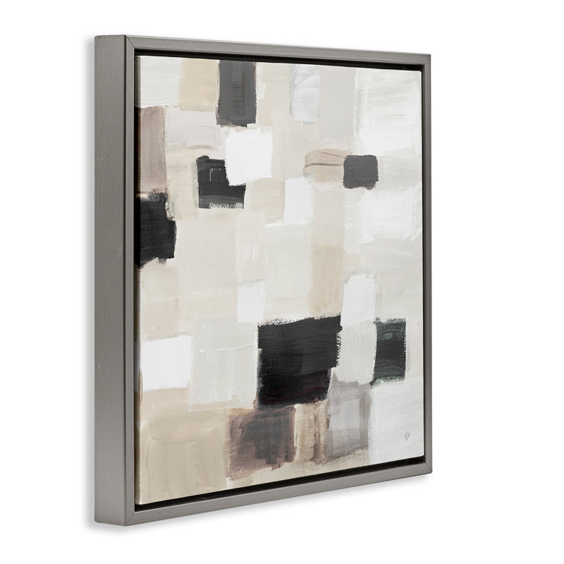 Art mural naturel sur toile en patchwork carré par Lanie Loreth, Cadre flottant gris lustré, H 18 po x l 18 po