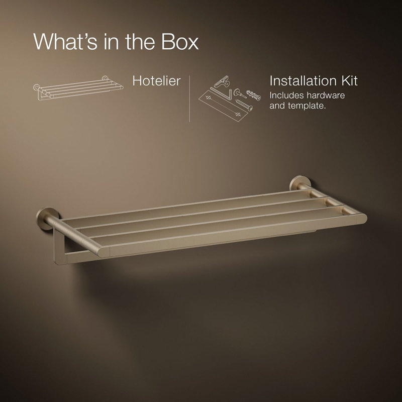 Hotelier Wall Mounted Towel Rack, Brushed Bronze