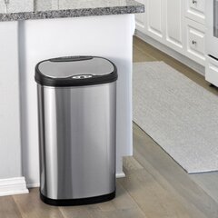 Slim Rectangle Black Stainless Pedal Trash Can, 9.7L Sold by at Home