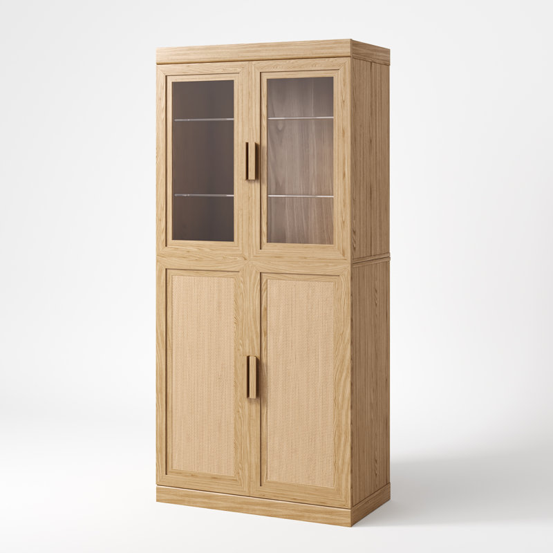 Kitchen Sideboard Combination Storage Cabinet with Adjustable Shelves, Oak