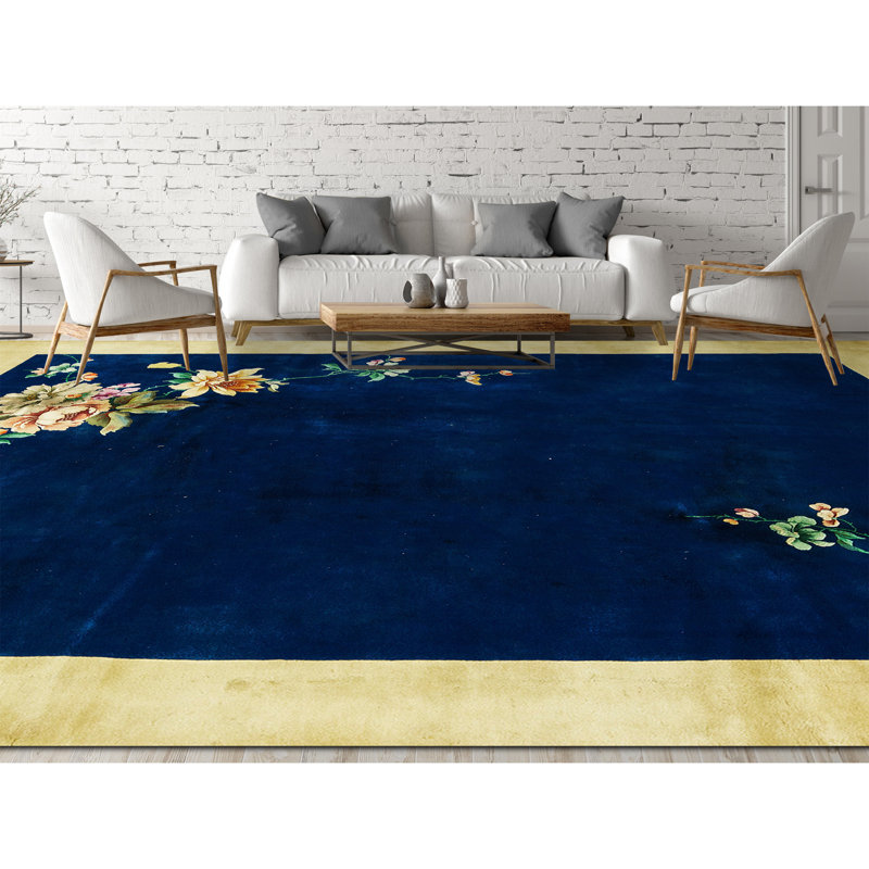 Art Deco Wool Floral Area Rug