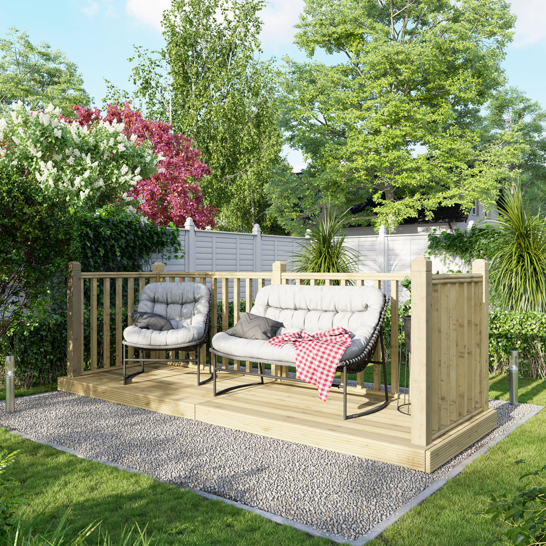 Powersheds Timber Pressure Treated Decking Kit - Handrails on Three Sides