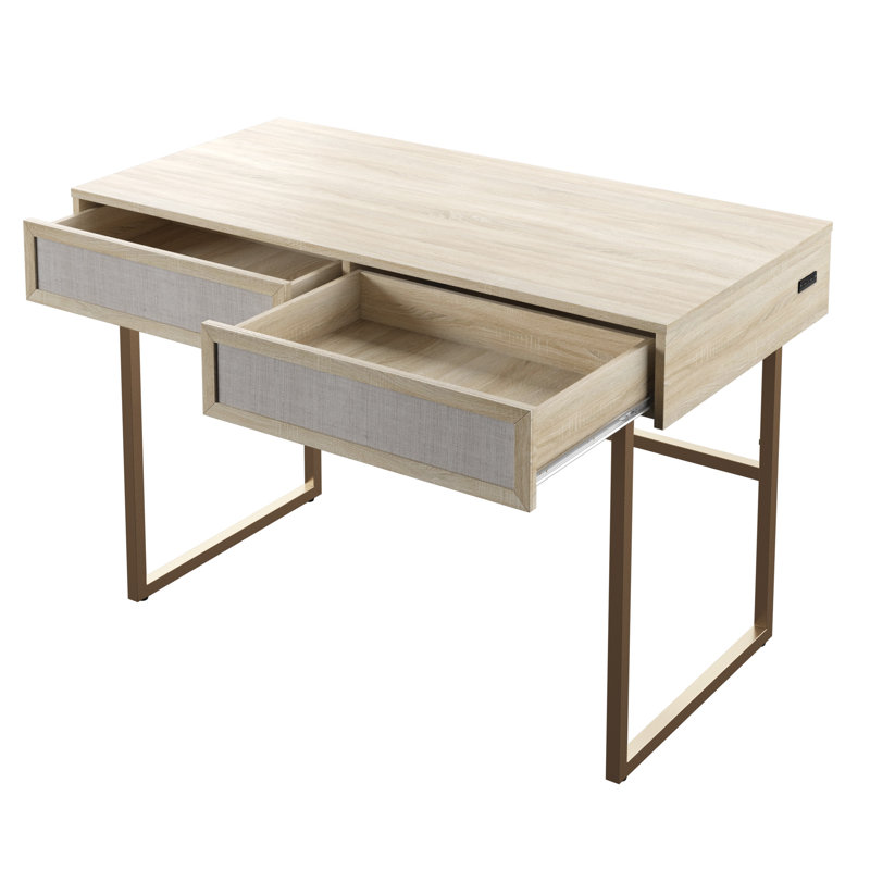 Irvin Metal Base Writing Desk, Bishop Oak