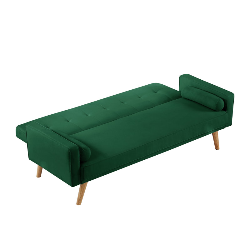Canapé-lit à accoudoirs carrés 71,25 po Kamariah, Mélange de lin vert