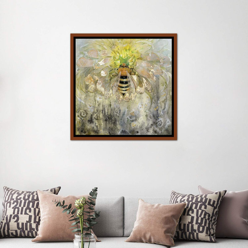 Abeille par Stephanie Law - reproduction d'art, Toile avec cadre en bois classique, H 18 po x l 18 po x 1,5 po