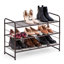 Étagère à chaussures 3 niveaux 9 paires en métal empilable, range-chaussures extensible réglable en hauteur-1406527449-1344242703