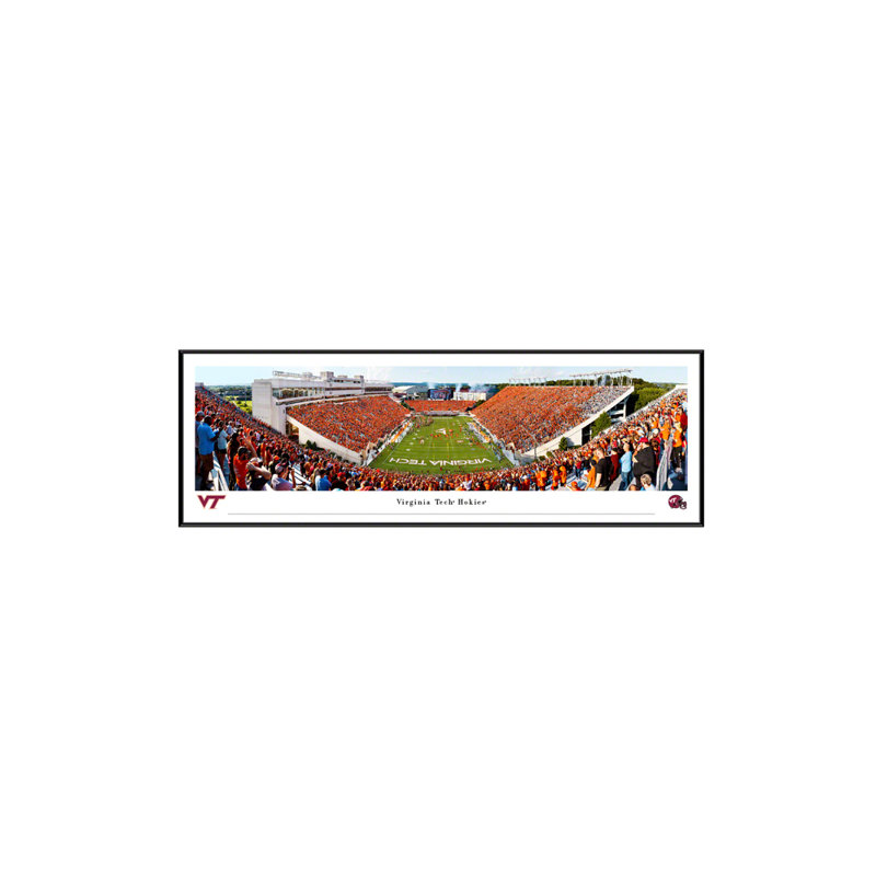 Impression panoramique de Virginia Tech Football, H 13,75 po x l 40,25 po x P 0,38 po, Cadre noir