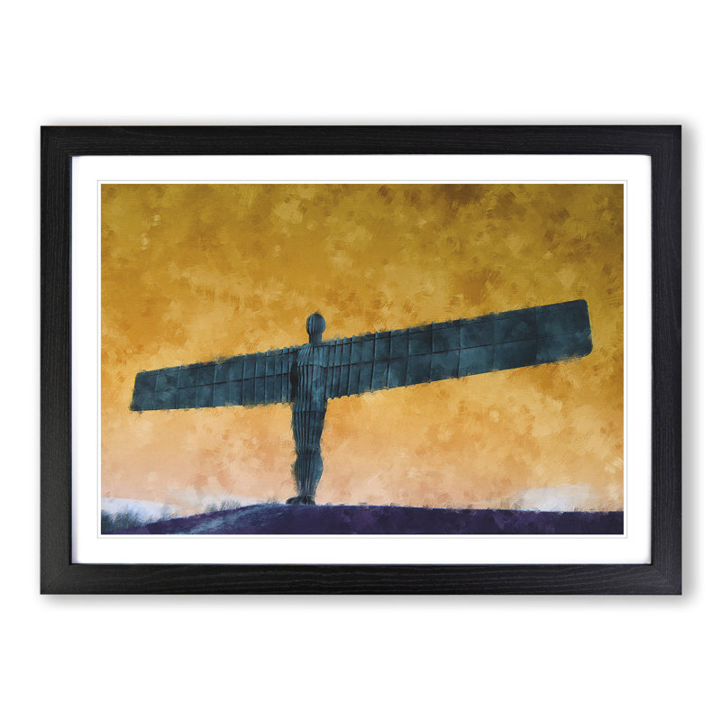 Angel of the North in Newcastle Vol.2 - Picture Frame Graphic Art, 36cm H x 48cm W x 2cm D, Black Framed