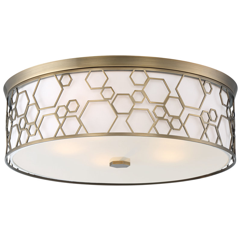 Fabric LED Flush Mount, Polished Satin Brass