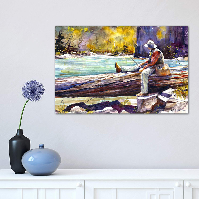 «Fishing Time», reproduction d'art encadrée, Toile tendue, H 18 po x l 26 po x P 1,5 po