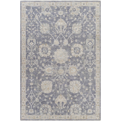 Garlef Machine Woven Oriental Gray/Blue Area Rug
