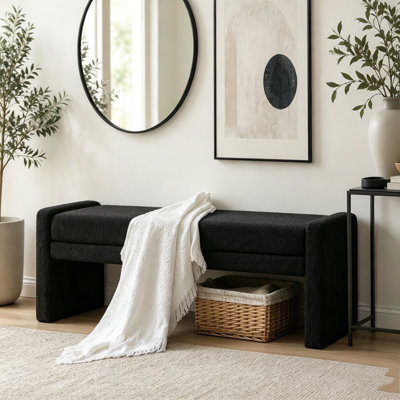 Banc rembourré 66,9 po moderne avec accoudoirs surdimensionnés pour lit d'entrée
