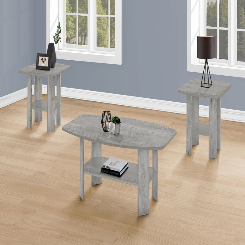 Ensemble de table, ensemble 3 pièces, café, bout, côté, accent, stratifié, transitionnel, Gris