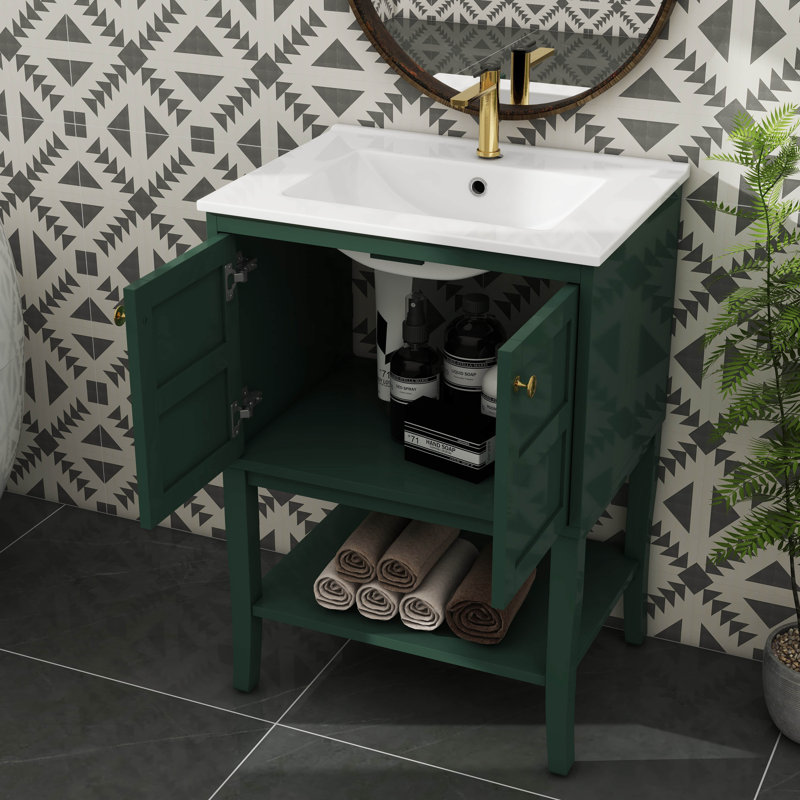Le meuble-lavabo moderne de 24 pouces est livré avec une armoire de rangement à évier supérieur à 2 portes