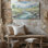 Reproduction d'art sur toile Tranquil River Landscape Nature Mountains with Flowers and Flowers