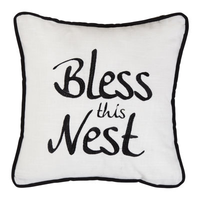 Coussin et insert 18 x 18 po Blackberry White / Black Bless this Nest